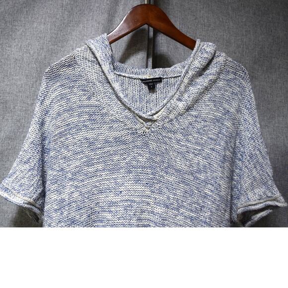 James Perse Blue Marled Knit Short Sleeve Hoodie – Size 1 (Small) - Picture 2 of 3
